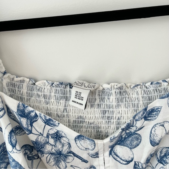 NWT Rachel Zoe linen blue fruits prints top 2X - Picture 4 of 8